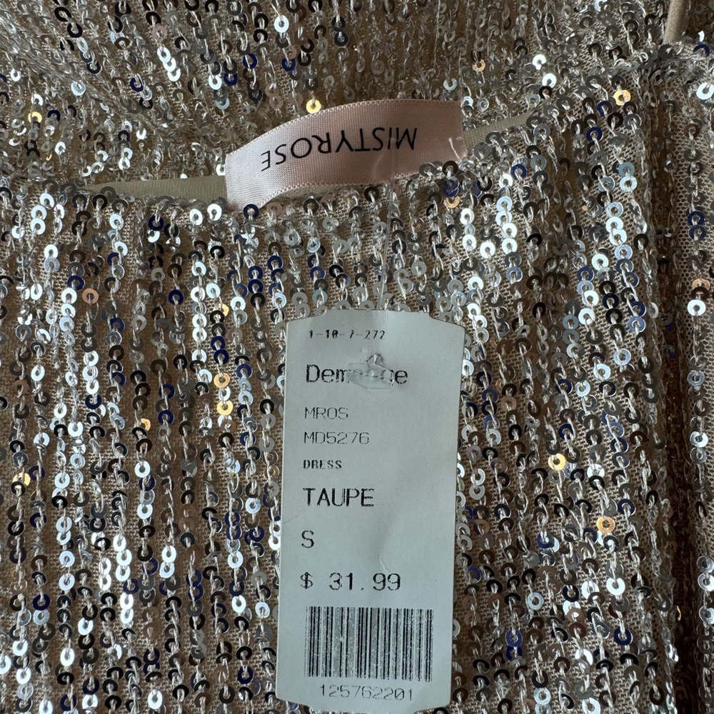 Taupe Sequin Dress NWT - Picture 3 of 5